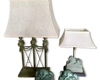 Vintage Lion Lamps Bookends