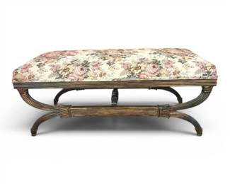 Floral Upholstered Bench