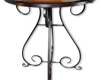 Round Wooden Table w Scrolled Legs