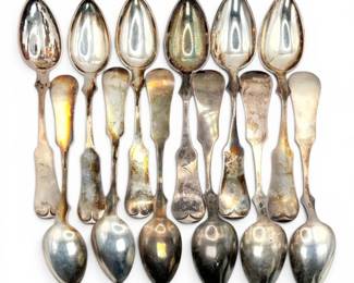 E D Kinsey Coin Silver Fiddle Back Spoons 225g Total