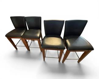 Faux Leather Bar Stools in Black