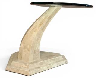 MaitlandSmith Tessellated Stone Table w Beveled Glass Top