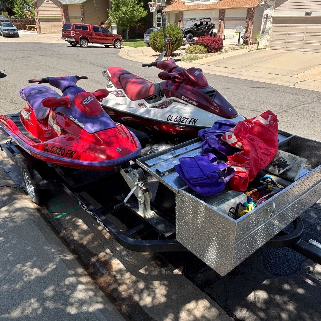Lot #52 1998 Sea-Doo GTX Limited & GSX Limited 2-Stroke Jet Skis w/ Hubart Double Trailer Accessories Lot