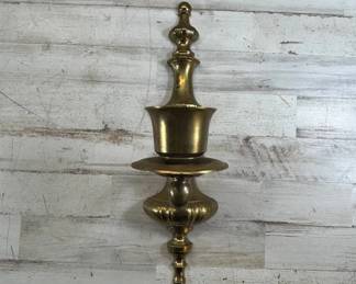 Lot #104 Pair Vintage Brass Wall Candle Sconces Georgian Colonial Revival Single Arm
