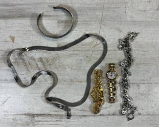Lot #60 Vintage Costume Jewelry Lot Watches Bracelets Necklaces Charm Bracelet 6pc