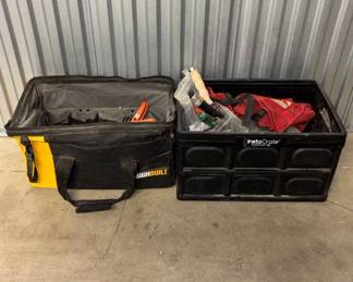 Lot #75 ToughBuilt Tool Bag + InstaCrate Folding Crate Lot Wrenches Screwdrivers Level