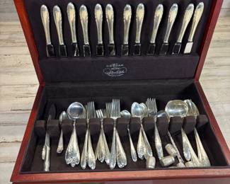 Lot #59 Gorham Lyric Sterling Silver Flatware Set 1940 Pattern w Case approx 7 Lbs Total