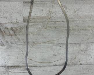 Lot #81 Italian 925 Sterling Silver Herringbone Chain Necklace 5mm Flat Snake 18in