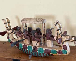 8 AncientEgyptianFuneraryWoodenModelBoat