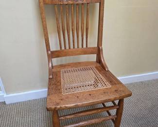 198 VintageAmericanOakSideChairWithCaneSeat