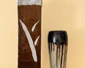 86 StudioPotteryMtStHelensAshGlazeDripGlazeVasebyJudy