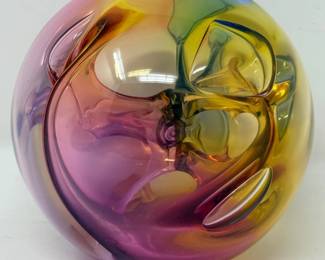 156 HandblownGlassOrbVasebyHawaiianArtistHughJenkins