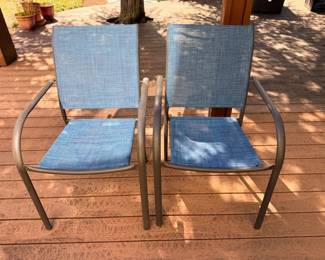 205 2BlueMetalFrameSlingChairs