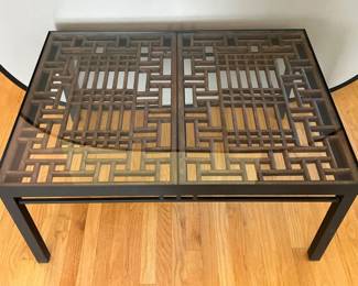 173 FretworkCoffeeTableWithInsetGlassTop