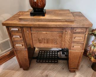 Antique White Sewing Machine