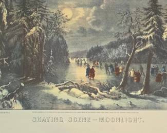 Currier  Ives Skating Scene  Moonlight