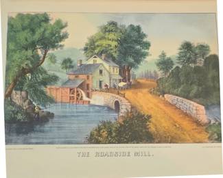 The Roadside Mill Lithograph by Currier  Ives