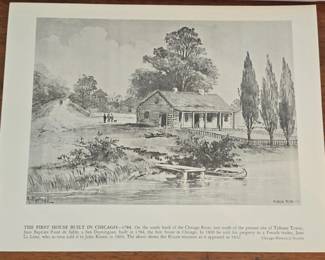 The First House Built in Chicago  Kinzie Mansion Print