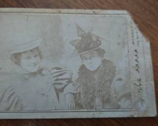 Victorian Era Cabinet Card Photograph of Two Women in Elaborate Hats
