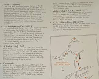 Vintage Hot Springs National Park Historical Notes and Map