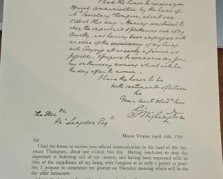 George Washington Letter Accepting Presidency