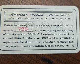 American Medical Association Membership Card Atlantic City Session