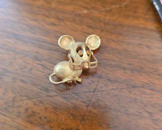 Avon GoldTone Mouse Figurine Brooch with Movable Glasses and Rhinestones