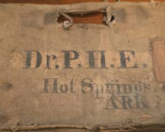 Dr. P.H.E. Hot Springs, ARK. Medical Bag with Santa Fe R.R. Label