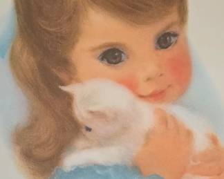 Frances Hook Little Girl Holding Kitten Print