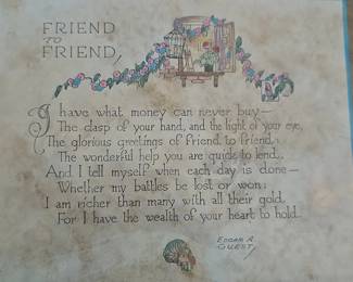 Edgar A. Guest Friend to Friend Poem Print and Handwritten Letter