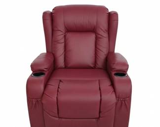 Red Faux Leather Recliner with Cup Holders and USB Ports
