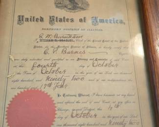 United States of America Circuit Court Attorneys Certificate of Admission