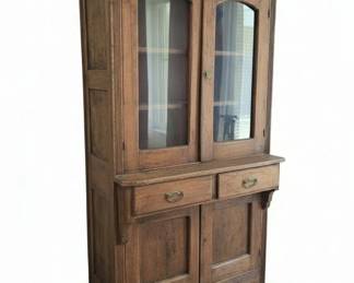 Antique Oak Stepback Hutch or Kitchen Cupboard