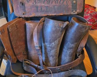 A.H. Lamphear third Cavalry Ill. Vol. Medical Surgeons Trunk and Boots
