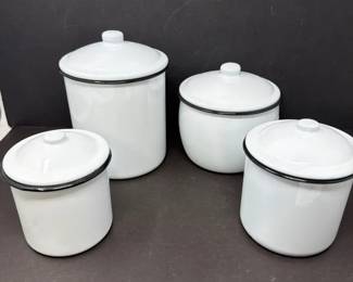 S3223KD Fourpiece Set of Creative CoOp Enamelware Canisters