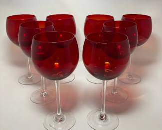 S3210KM Set of 8 Lenox Holiday Gems Ruby Red Wine Goblets