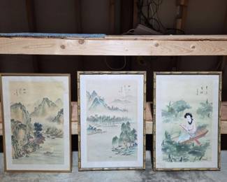 S1728AB Bamboo Framed Chinese Prints