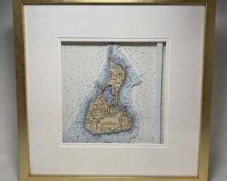 S3251KM Decorative Framed Topographical Map of Block Island