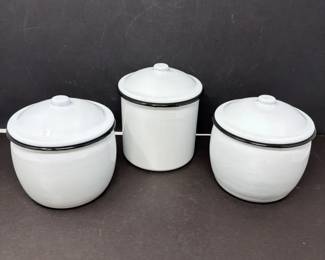 S3225KD Threepiece Set of Creative CoOp Enamelware Canisters