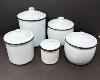 S3221KD Fivepiece Set of Creative CoOp Enamelware Canisters