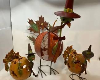 S3232KM Halloween Turkey Pumpkin Candle Holders and Turkey Bobblehead Witch From Pier 1 Imports
