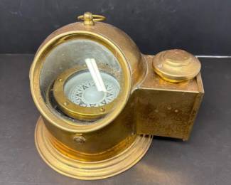 S3237KD Vintage Hampton Nautical Brass Binnacle Desktop Compass