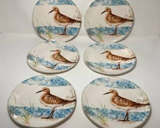 S3263KM Set of 6 Sandpiper Bird 8Inch Salad or Luncheon Plates From Pier 1 Imports