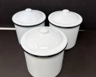 S3224KD Threepiece Set of Creative CoOp Enamelware Canisters