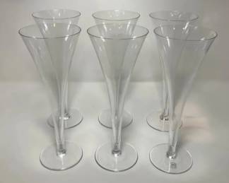 S3209KM Set of 6 Tiffany Co Clear Crystal Hollow Stem Trumpet