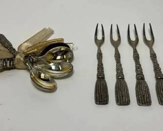 S3258KM Set of Vintage 1980s Possibly Silea Silver Plated