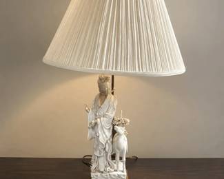 S1996AN Blanc de Chine Style Figural Table Lamp with Shade