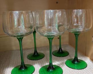 Green Stem Wine Glasses