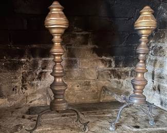 Great Old Brass Andirons