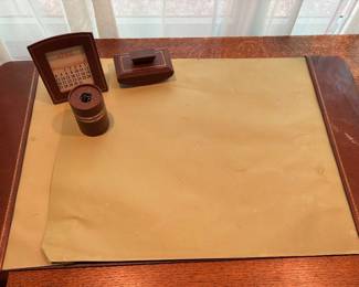 Vintage Leather trimmed Desk Set